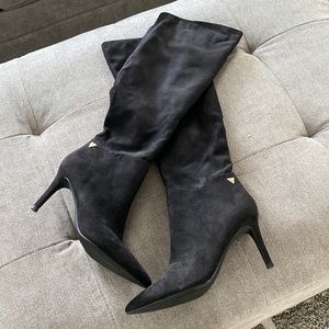 Guess Black Suede Heeled Over the Knee Boot